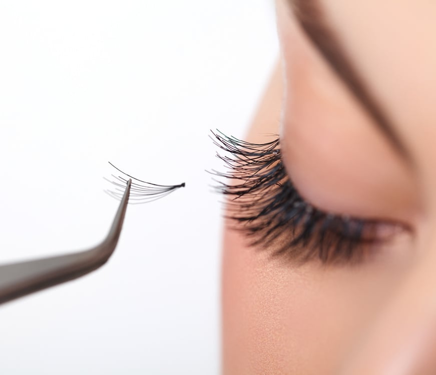 Woman eye with long eyelashes. Eyelash extension